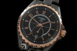 CHA365-112 J12 365 TT CER/CER Black Num Swiss Qtz