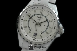 CHA365-101 J12 365 CER/CER White Num Swiss Qtz