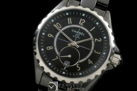 CHA365-102 J12 365 CER/CER Black Num Swiss Qtz