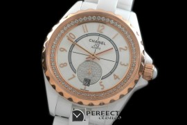 CHA365-115D J12 365 TT CER/CER White Num Swiss Qtz