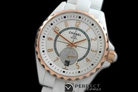 CHA365-115 J12 365 TT CER/CER White Num Swiss Qtz