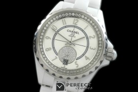 CHA365-105D J12 365 CER/CER White Num Swiss Qtz