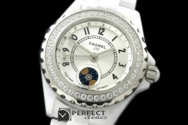 CHA00801D J12 Moonphase Cerarmic SS White Jap Quartz