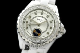 CHA00803D J12 Moonphase Cerarmic SS White Jap Quartz