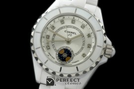 CHA00803 J12 Moonphase Cerarmic SS White Jap Quartz