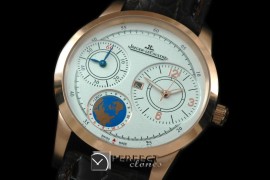 JLDW-106 Duometre World RG/LE White Jap Qtz 2-Time Zone