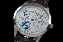 JLDW-101 Duometre World SS/LE White Jap Qtz 2-Time Zone