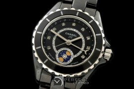 CHA00804 J12 Moonphase Cerarmic SS Black Jap Quartz