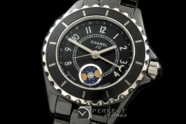 CHA00802 J12 Moonphase Cerarmic SS Black Jap Quartz