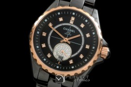 CHA365-118 J12 365 TT CER/CER Black Diam Swiss Qtz