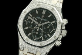 APROL08001 Royal Oak Ladies Chrono SS/Diam/SS Black Jap OS20