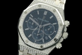 APROL08003 Royal Oak Ladies Chrono SS/Diam/SS Blue Jap OS20