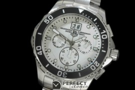 TGAQ00066 AquaRacer Big Date Chrono SS/SS White Jap OS Qtz