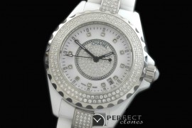 CHA00721 J12 Men Diamonds Cerarmic White Jap Quartz