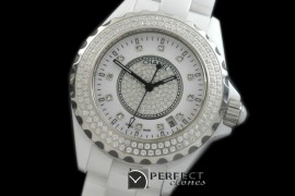 CHA00711 J12 Men Diamonds Cerarmic White Jap Quartz