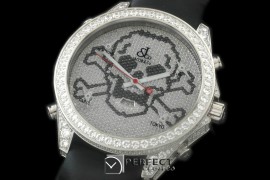 JC00056A 5-Time Zone Skull SS/RU Diam Swiss Orig Quartz