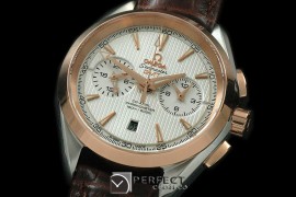 OMATC43-106 Aqua Terra Chronograph SS/RG/LE White A-7750