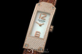 HE-KELLY-133 Kelly 2 RG/LE/F-Diam White/Croc Swiss Quartz