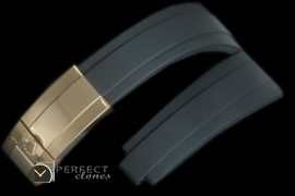RLRU00102 Black Rubber Strap 20/16 with YG Insignia Clasp