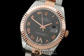 R41DJTR00123 SS/RG Oyster Fluted Grey Roman Asian Eta 2836-2 2
