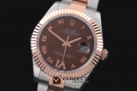 R41DJTR00124 SS/RG Oyster Fluted Brown Roman Asian Eta 2836-2 2