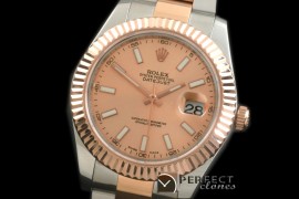 R41DJTR00106 SS/RG Oyster Fluted R-Gold Sticks Asian 2836