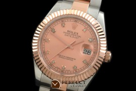R41DJTR00147 SS/RG Oyster Fluted R-Gold Diam Asian Eta 2836-2