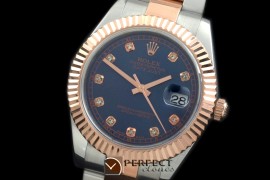 R41DJTR00145 SS/RG Oyster Fluted Blue Diam Asian Eta 2836-2