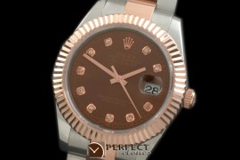 R41DJTR00146 SS/RG Oyster Fluted Brown Diam Asian Eta 2836-2