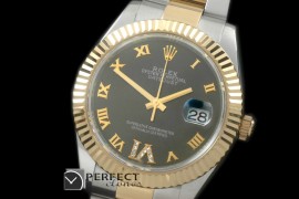 R41DJT00143 SS/YG Oyster Fluted Grey Roman Asian Eta 2836-2 2