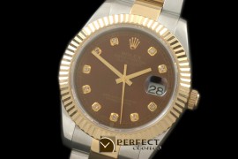 R41DJT00125 SS/YG Oyster Fluted Brown Diam Asian 2836