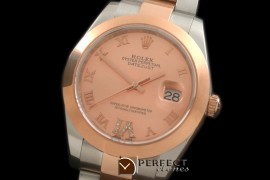 R41DJTR00225 SS/RG Oyster Smooth R-Gold Roman Asian 2836