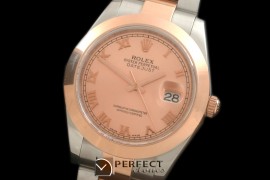 R41DJTR00247 SS/RG Oyster Smooth R-Gold Roman Asian 2836
