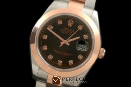 R41DJTR00253 SS/RG Oyster Smooth Black Diam Asian 2836