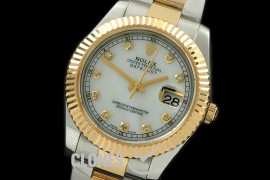 0 RL41DJ-18K-136 116333 M-Wht Diamond TT Swiss 2836