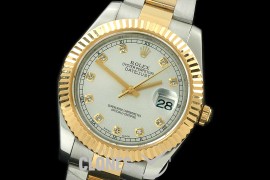 0 RL41DJ-18K-132 116333 Silver Diamond TT Swiss 2836
