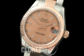 RDJMTR08056 SS/RG Oyster/Fluted R-Gold Sticks Asian 2836