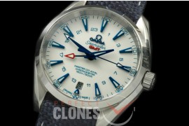 OMAT41-162L Aqua Terra GMT SS/LE White A-2836