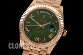 R40DD-18K-213 228235 RG/RG Olive Green Roman Swiss 2836 