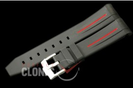 RLRU00203 Rubber B Black/Red Rubber Strap 20/18 with Insignia Buckle 