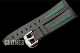 RLRU00202 Rubber B Black/Green Rubber Strap 20/18 with Insignia Buckle 