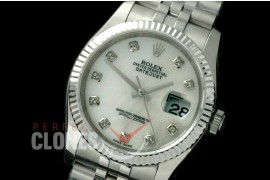 R36DJS-718 116234 SS/SS Fluted/Jubilee Light MOP White Diam SA 3135