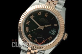 R41DJTR-823 126331 SS/RG Fluted/Jubilee Black Roman SA 3235
