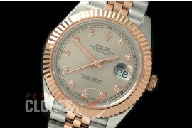 R41DJTR-814 126331 SS/RG Fluted/Jubilee Light Grey Diam SA 3235