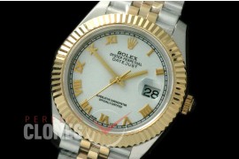 R41DJT-821 126333 SS/YG Fluted/Jubilee White Roman SA 3235