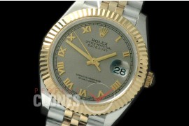 R41DJT-824 126333 SS/YG Fluted/Jubilee Light Grey Roman SA 3235