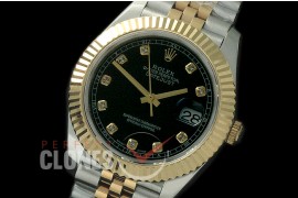 R41DJT-813 126333 SS/YG Fluted/Jubilee Black Diam SA 3235