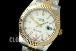 R41DJT-702 116333 SS/YG Fluted/Oyster Pearl White Sticks SA 3136