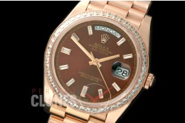 R40DD-18K-254 228345RBR RG/RG Diam Bezel Brown Glazier Swiss 2836