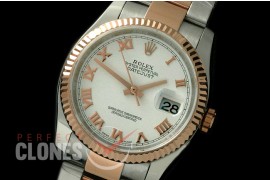 R36DJTR-771 116231 SS/RG Fluted/Oyster White Roman SA 3135